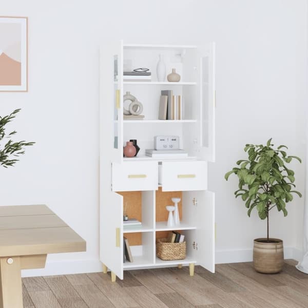 vidaXL højskab 69,5x34x180 cm konstrueret træ hvid