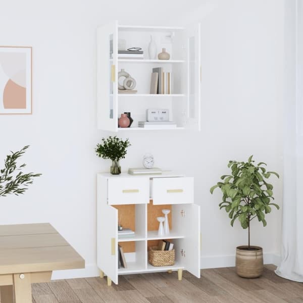 vidaXL højskab 69,5x34x180 cm konstrueret træ hvid