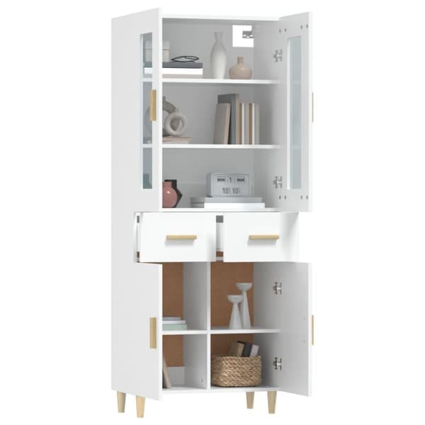 vidaXL højskab 69,5x34x180 cm konstrueret træ hvid