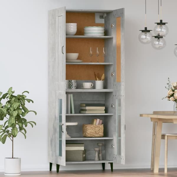 vidaXL højskab 69,5x34x180 cm konstrueret træ betongrå