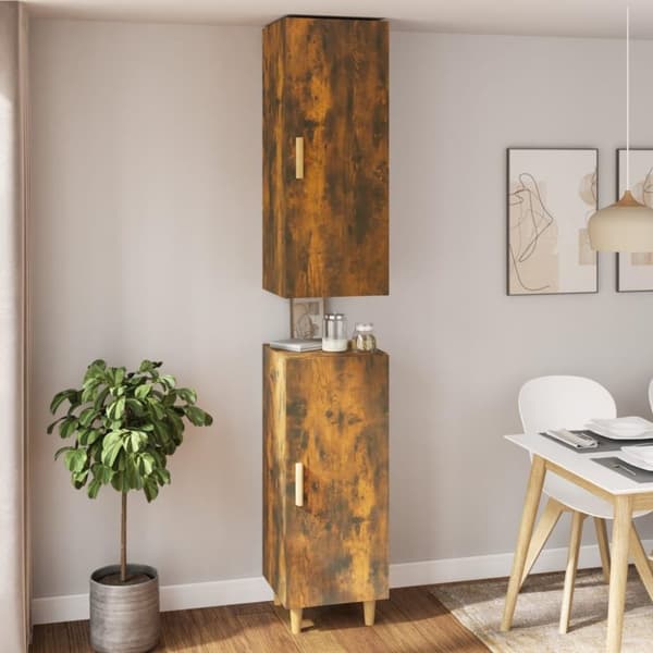 vidaXL skab 34,5x34x180 cm konstrueret træ røget egetræ