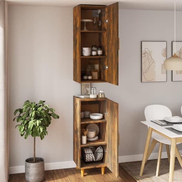 vidaXL skab 34,5x34x180 cm konstrueret træ røget egetræ
