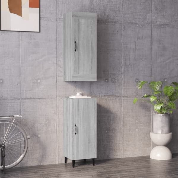vidaXL Kaappi harmaa Sonoma 35x34x180 cm tekninen puu