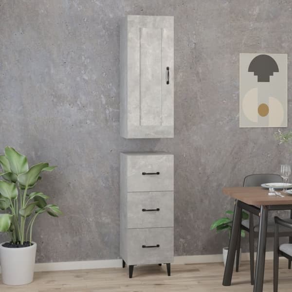 vidaXL skab 35x34x180 cm konstrueret træ betongrå