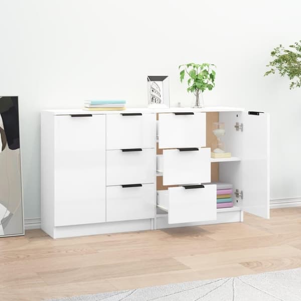 vidaXL skænke 2 stk. 60x30x70 cm konstrueret træ hvid højglans