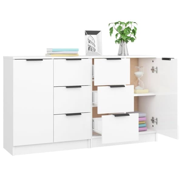 vidaXL skænke 2 stk. 60x30x70 cm konstrueret træ hvid højglans