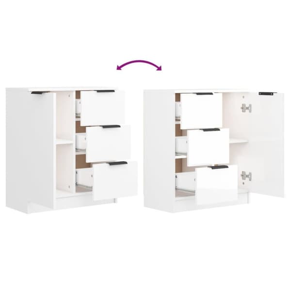 vidaXL skænke 2 stk. 60x30x70 cm konstrueret træ hvid højglans