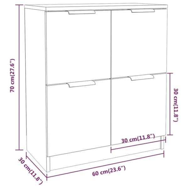 vidaXL Senkki 2 kpl valkoinen 60x30x70 cm tekninen puu