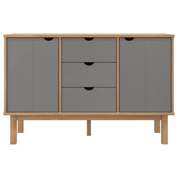 vidaXL Skjenk OTTA brun og grå 113,5x43x73 cm heltre furu