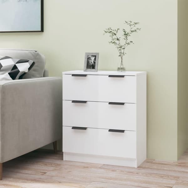 vidaXL Byrå vit högglans 60x30x70 cm konstruerat trä