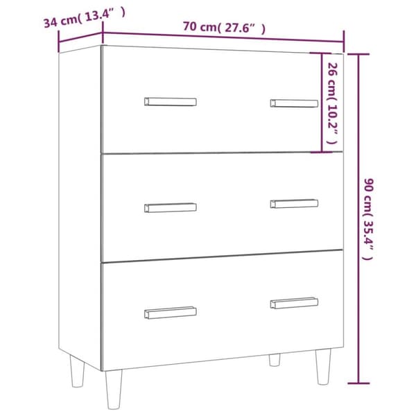 vidaXL Skjenk sonoma eik 70x34x90 cm konstruert tre