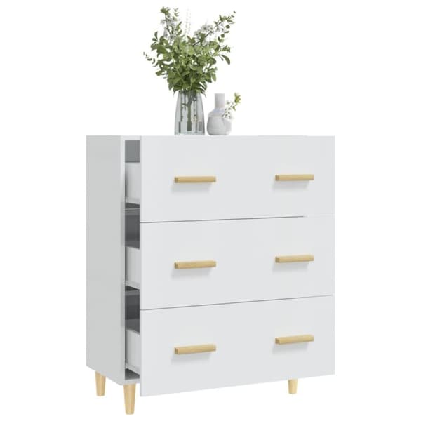 vidaXL Skjenk høyglans hvit 70x34x90 cm konstruert tre