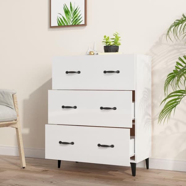 vidaXL Skänk vit högglans 69,5x34x90 cm konstruerat trä