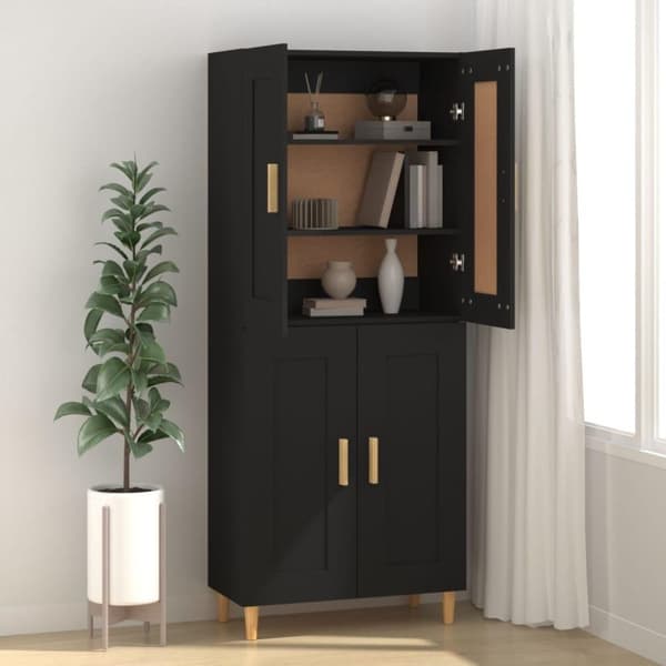 vidaXL Skjenk svart 69,5x34x90 cm konstruert tre