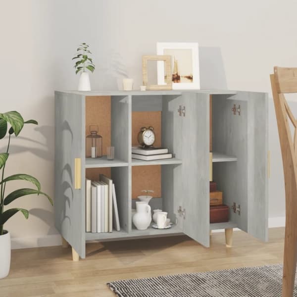vidaXL Byrå betonggrå 90x34x80 cm konstruerat trä