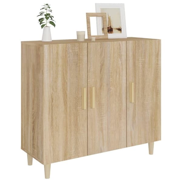 vidaXL Skjenk sonoma eik 90x34x80 cm konstruert tre