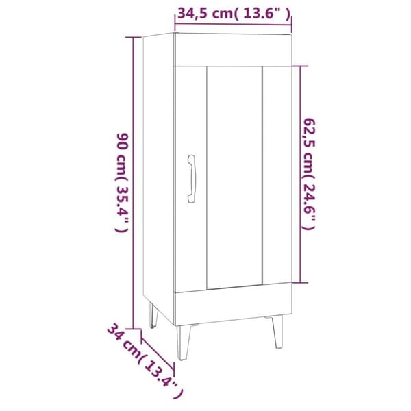 vidaXL Byrå betonggrå 34,5x34x90 cm konstruerat trä