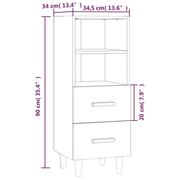 vidaXL Skåp betonggrå 34,5x34x90 cm konstruerat trä