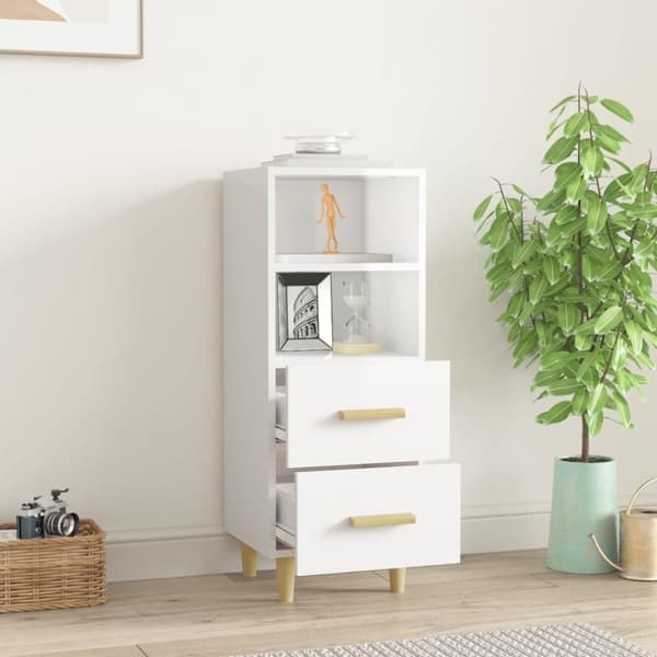 vidaXL Skjenk høyglans hvit 34,5x34x90 cm konstruert tre