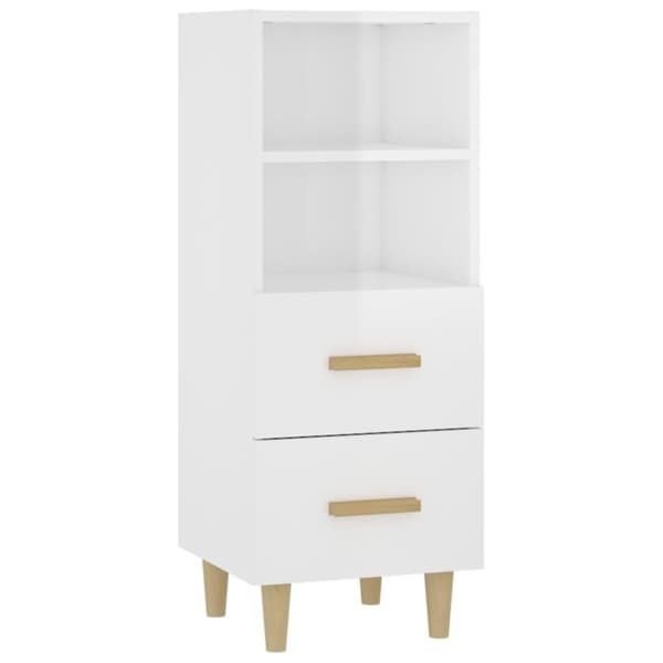 vidaXL Skjenk høyglans hvit 34,5x34x90 cm konstruert tre