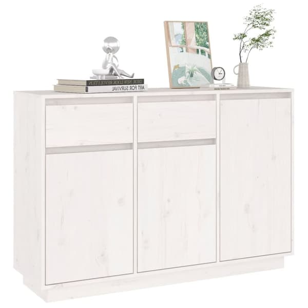 vidaXL Skänk vit 110x34x75 cm massiv furu
