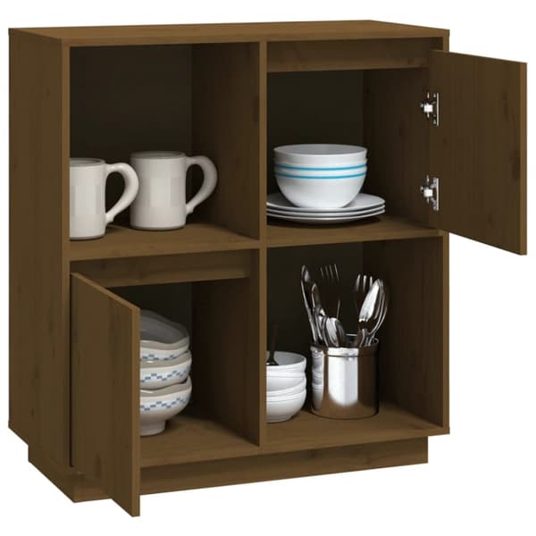 vidaXL Skjenk honningbrun 74x35x80 heltre furu