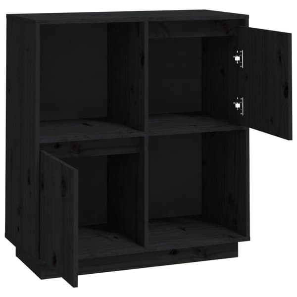 vidaXL Skjenk svart 74x35x80 cm heltre furu