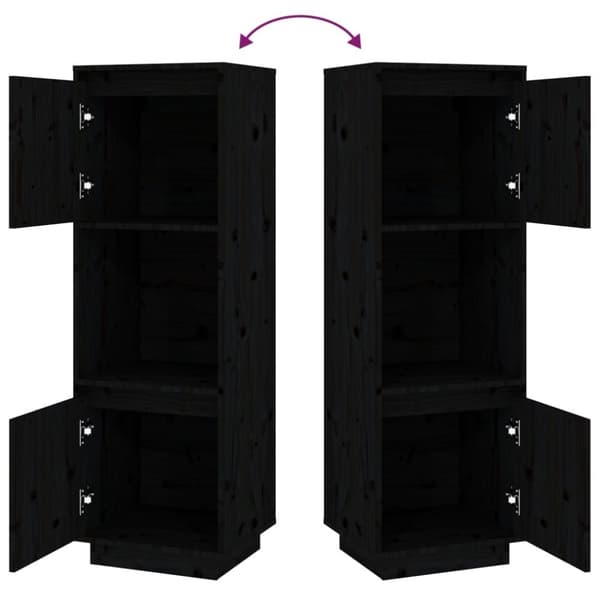 vidaXL Highboard svart 38x35x117 cm heltre furu