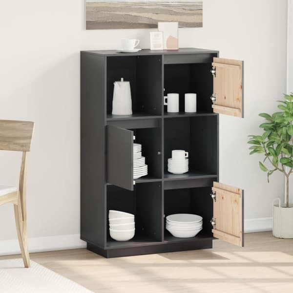 vidaXL Highboard grå 74x35x117 cm heltre furu