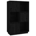 Miniatyrbilde 3 av 11: vidaXL Highboard svart 74x35x117 cm heltre furu