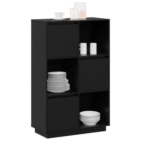 vidaXL Highboard svart 74x35x117 cm heltre furu