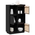 Miniatyrbilde 6 av 11: vidaXL Highboard svart 74x35x117 cm heltre furu