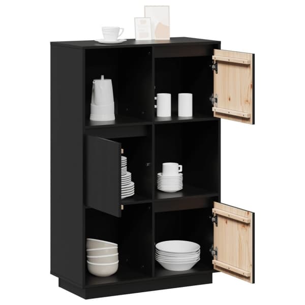 vidaXL Highboard svart 74x35x117 cm heltre furu