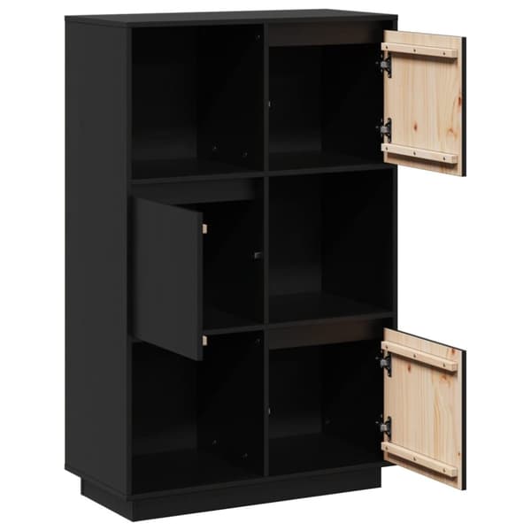 vidaXL Highboard svart 74x35x117 cm heltre furu