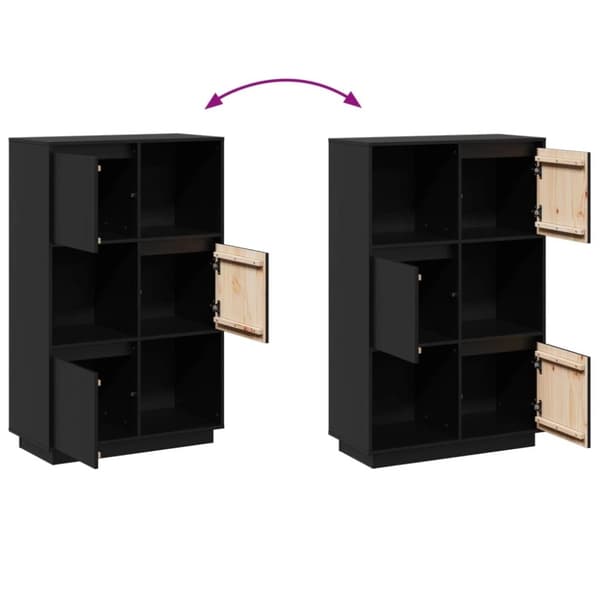 vidaXL Highboard svart 74x35x117 cm heltre furu