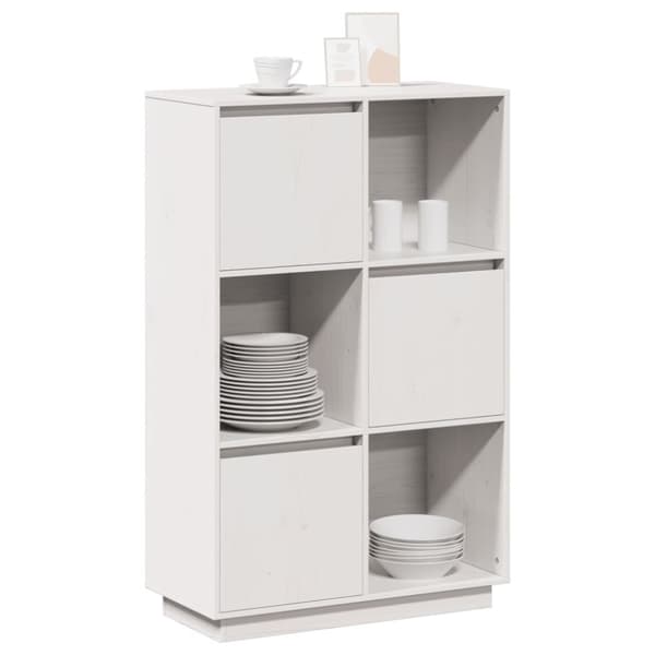 vidaXL Highboard hvit 74x35x117 cm heltre furu