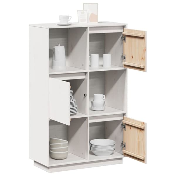 vidaXL Highboard hvit 74x35x117 cm heltre furu