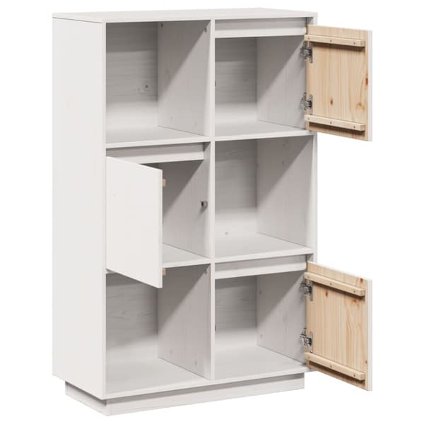 vidaXL Highboard hvit 74x35x117 cm heltre furu