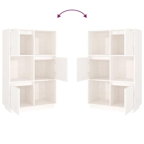vidaXL Highboard hvit 74x35x117 cm heltre furu
