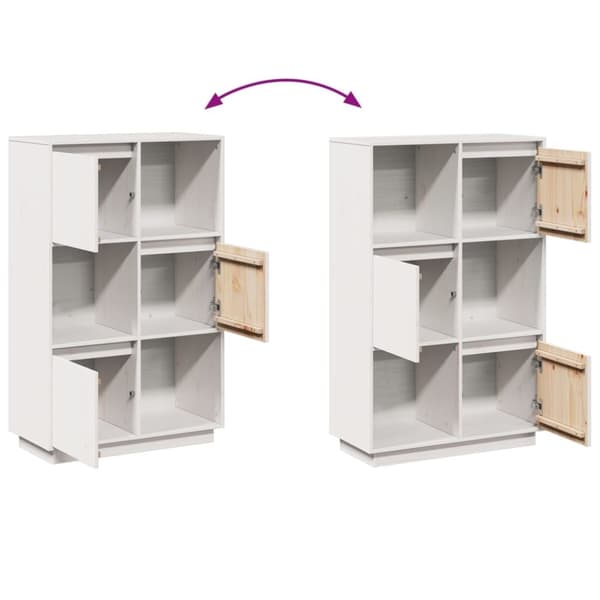 vidaXL Highboard hvit 74x35x117 cm heltre furu