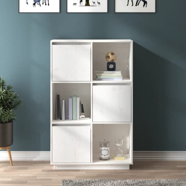 vidaXL Highboard hvit 74x35x117 cm heltre furu