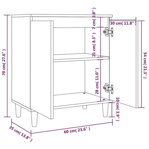 vidaXL Skåp rökfärgad ek 60x35x70 cm konstruerat trä
