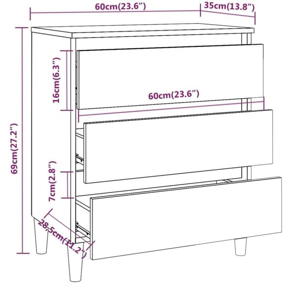 vidaXL Skjenk røkt eik 60x35x69 cm konstruert tre