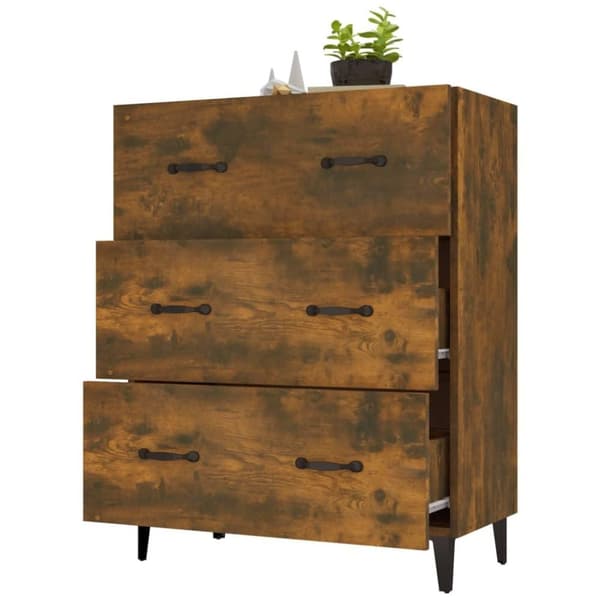 vidaXL Skänk rökfärgad ek 69,5x34x90 cm konstruerat trä