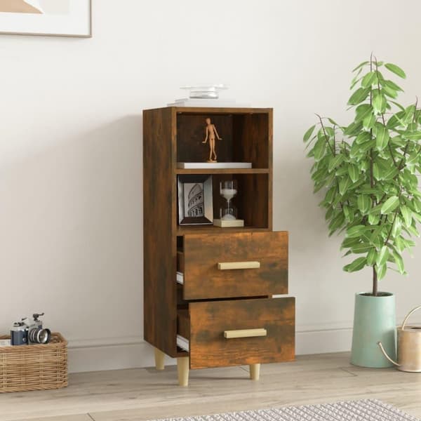 vidaXL Skjenk røkt eik 34,5x34x90 cm konstruert tre