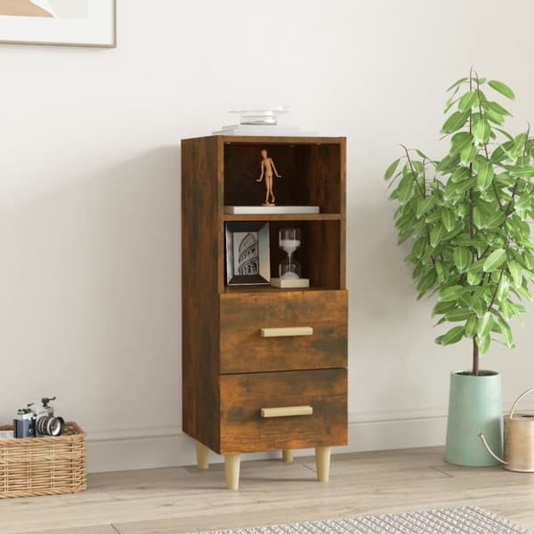 vidaXL Skjenk røkt eik 34,5x34x90 cm konstruert tre