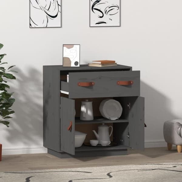 vidaXL Skjenk grå 65,5x40x75 cm heltre furu