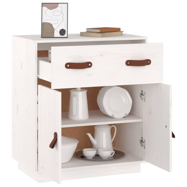 vidaXL Skjenk hvit 65,5x40x75 cm heltre furu