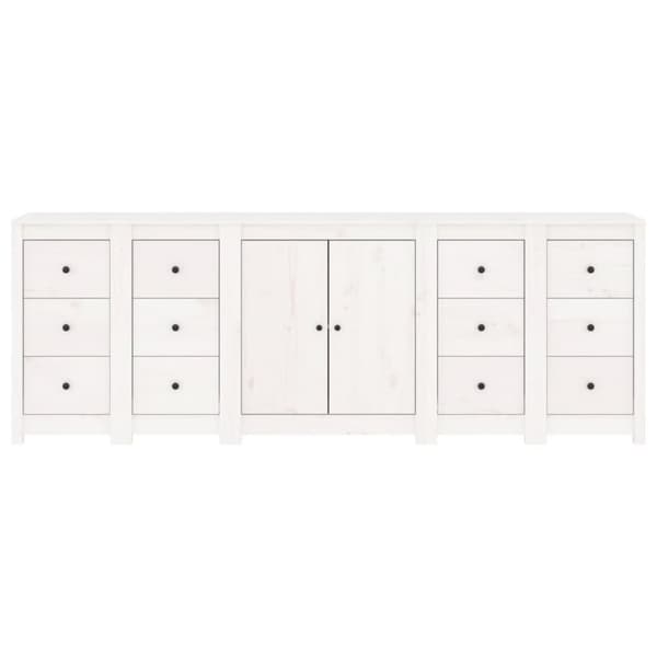 vidaXL Skjenk hvit 230x35x80 cm heltre furu