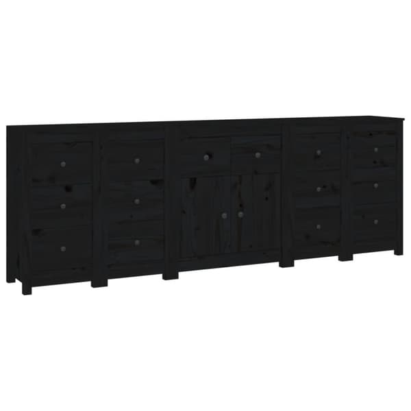 vidaXL Skänk svart 230x35x80 cm massiv furu